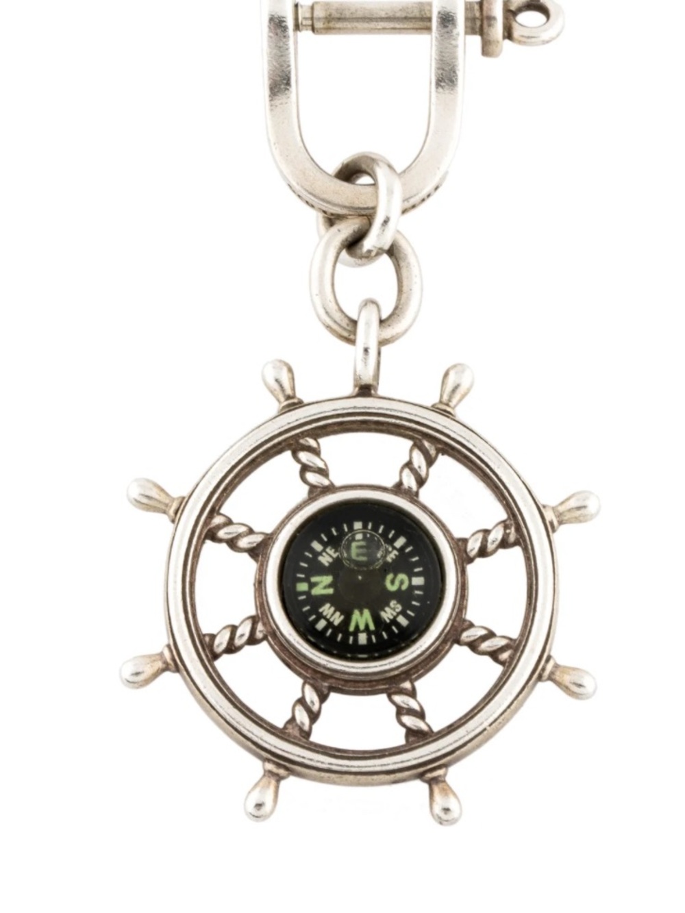 Tiffany & Co. Sterling Silver Compass Keychain Nautical Wheel Vintage